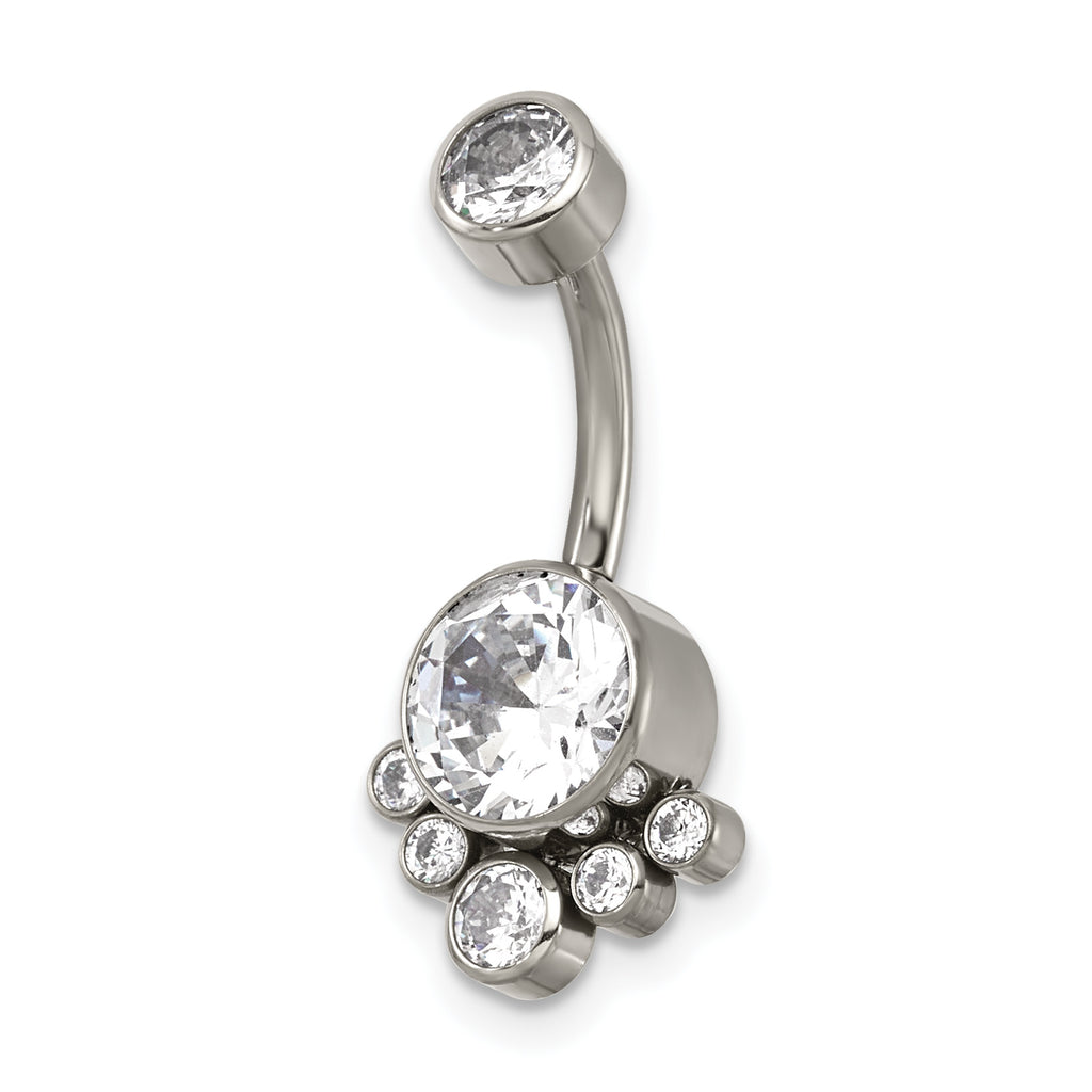 Polished Cubic Zirconia Titanium Navel Ring