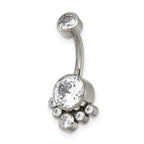 Polished Cubic Zirconia Titanium Navel Ring