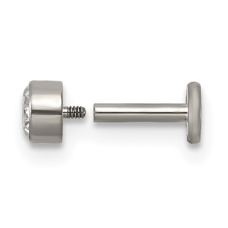 Polished Cubic Zirconia Titanium Labret Stud