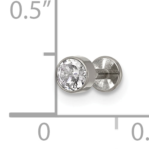 Polished Cubic Zirconia Titanium Labret Stud