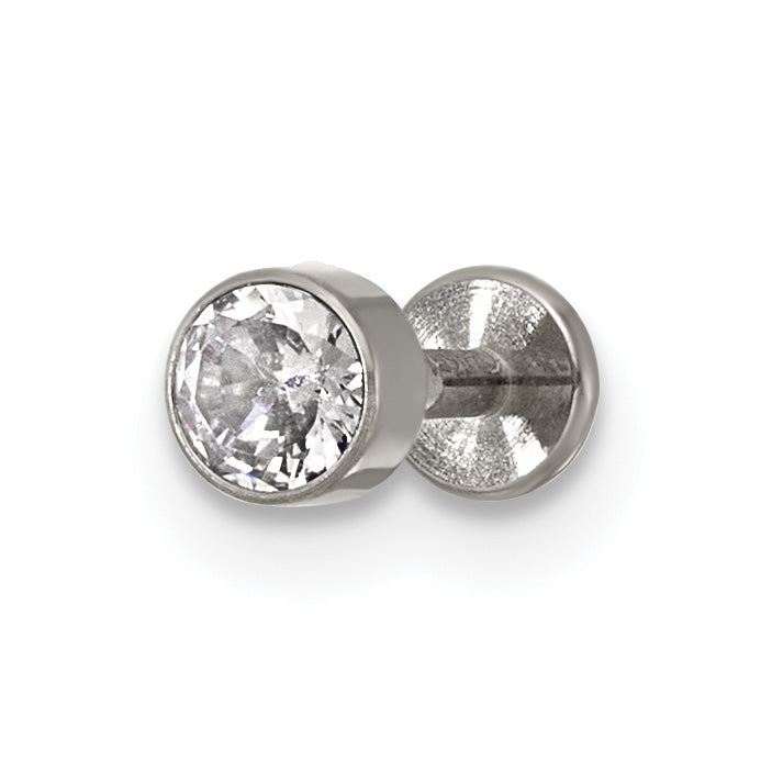 Polished Cubic Zirconia Titanium Labret Stud
