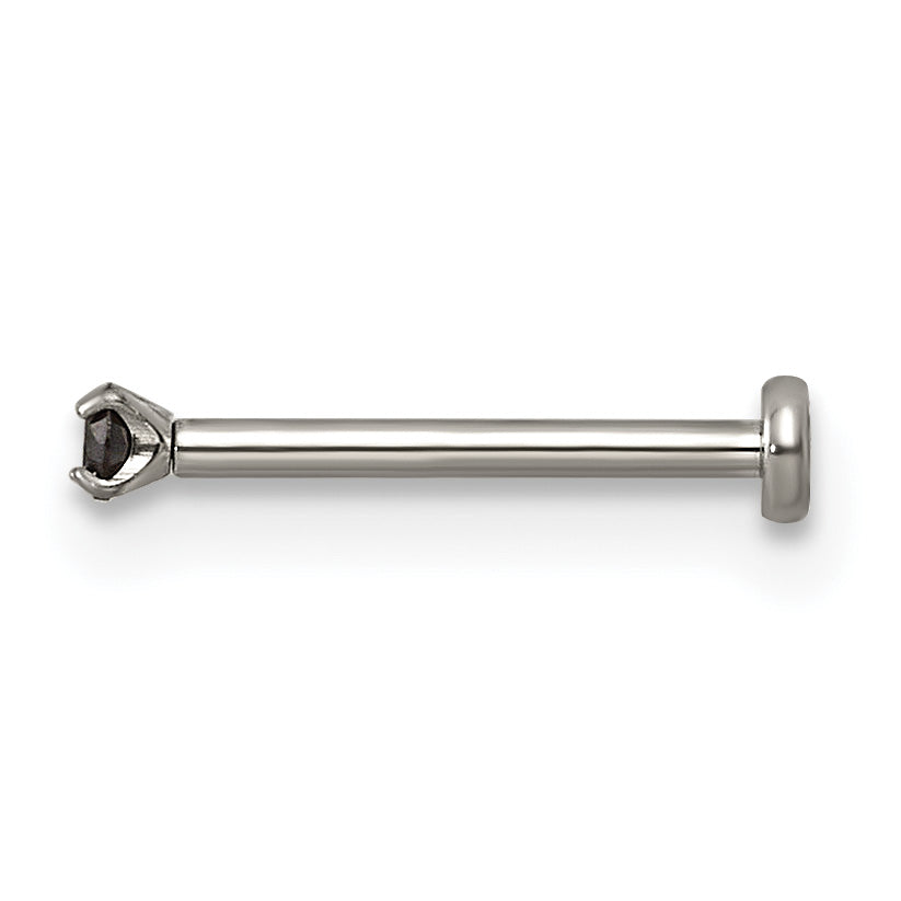 Polished Black Cubic Zirconia Titanium Labret Stud