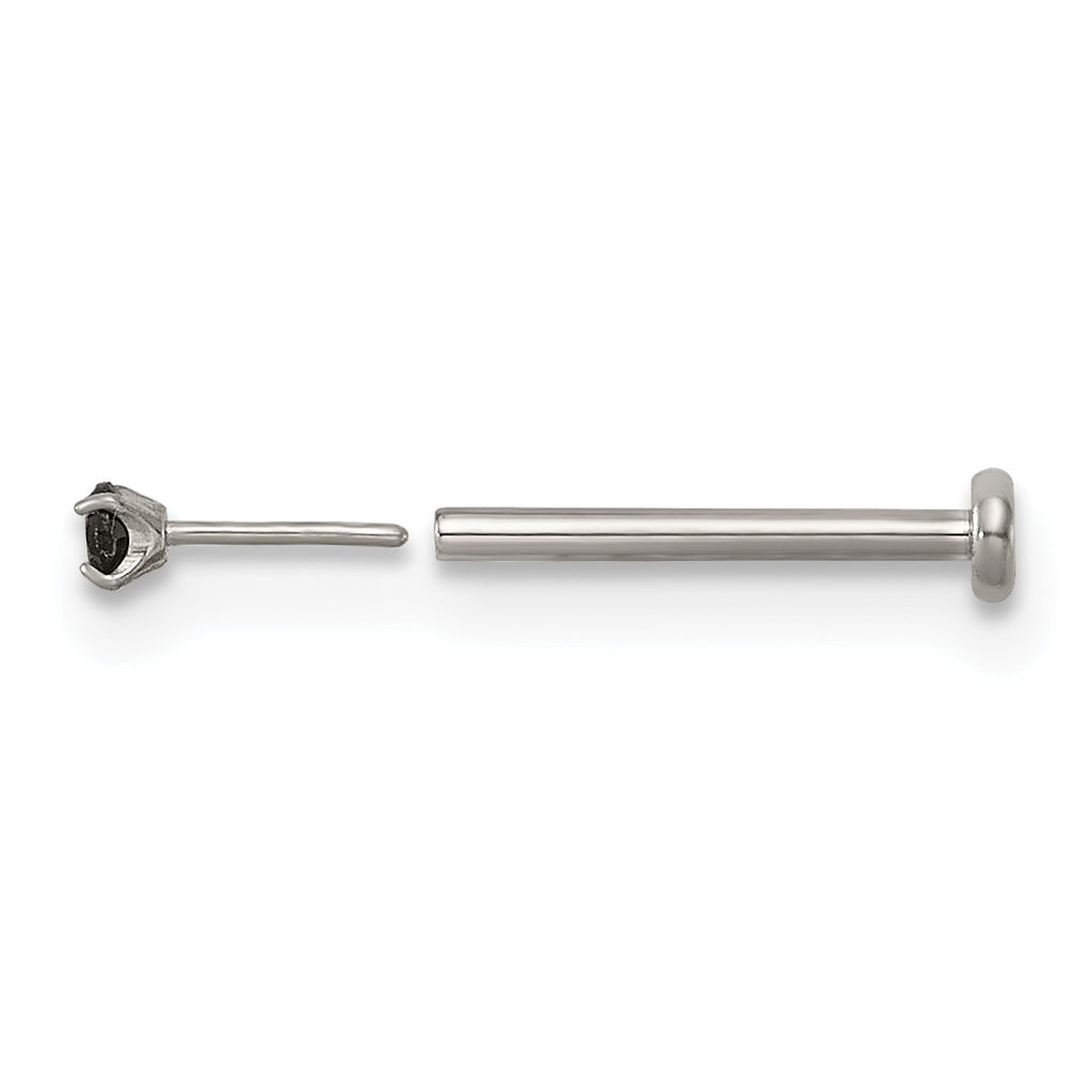 Polished Black Cubic Zirconia Titanium Labret Stud