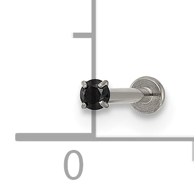 Polished Black Cubic Zirconia Titanium Labret Stud