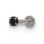 Polished Black Cubic Zirconia Titanium Labret Stud