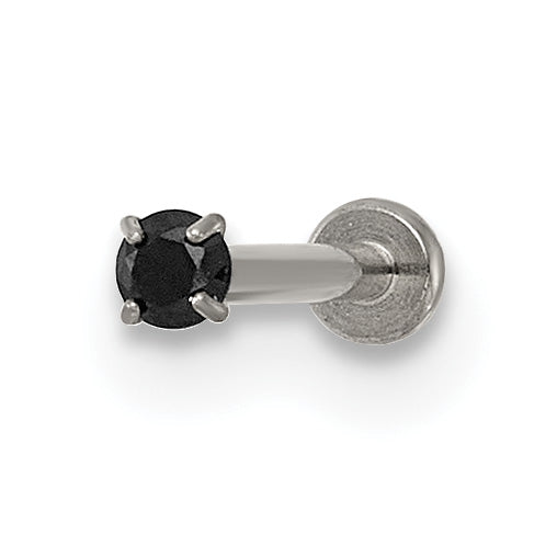 Polished Black Cubic Zirconia Titanium Labret Stud
