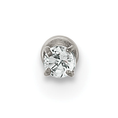 Polished Cubic Zirconia Titanium Labret Stud