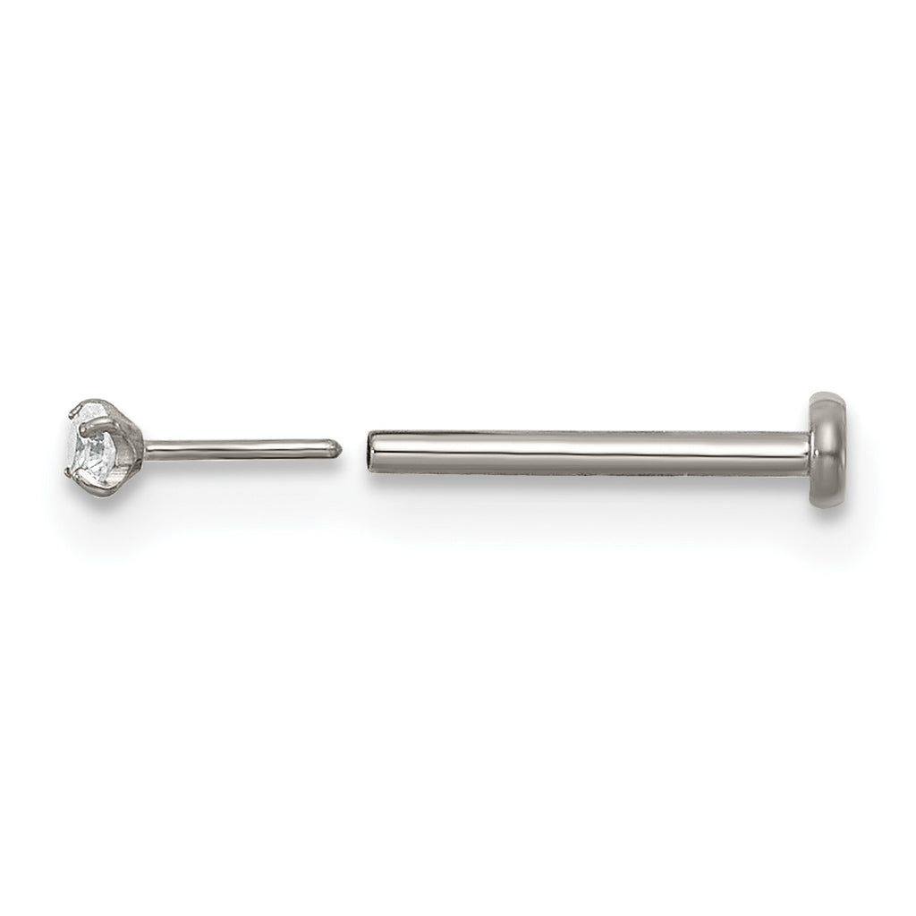 Polished Cubic Zirconia Titanium Labret Stud