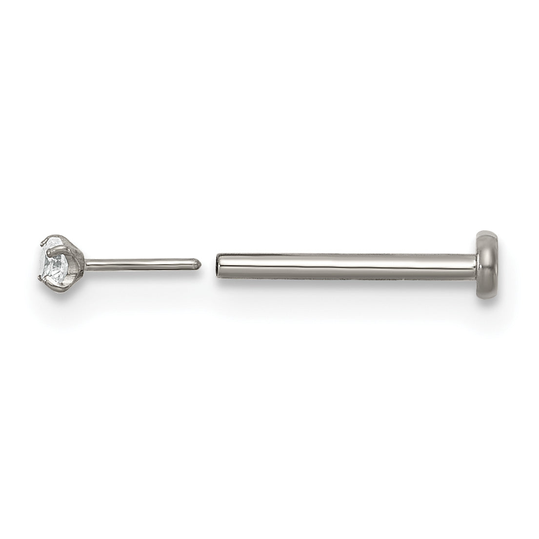 Polished Cubic Zirconia Titanium Labret Stud