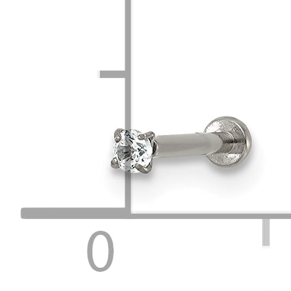 Polished Cubic Zirconia Titanium Labret Stud