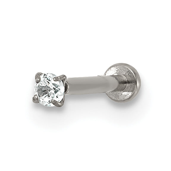 Polished Cubic Zirconia Titanium Labret Stud