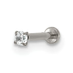 Polished Cubic Zirconia Titanium Labret Stud