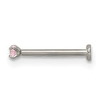 Polished Pink Cubic Zirconia Titanium Labret Stud