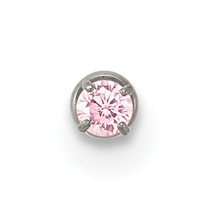 Polished Pink Cubic Zirconia Titanium Labret Stud