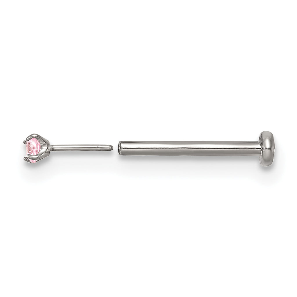 Polished Pink Cubic Zirconia Titanium Labret Stud