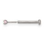 Polished Pink Cubic Zirconia Titanium Labret Stud