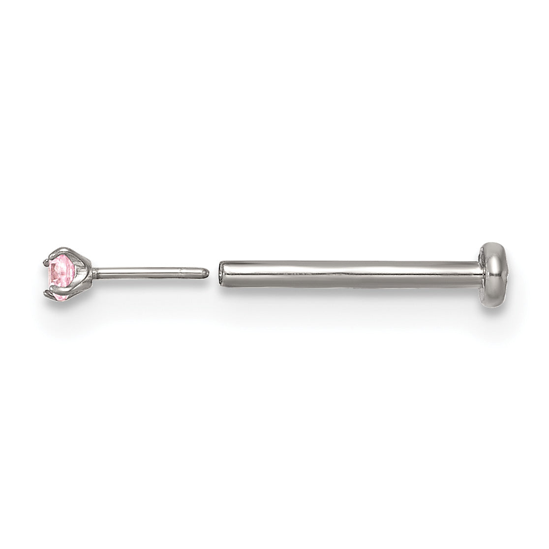 Polished Pink Cubic Zirconia Titanium Labret Stud