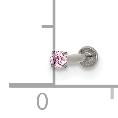 Polished Pink Cubic Zirconia Titanium Labret Stud