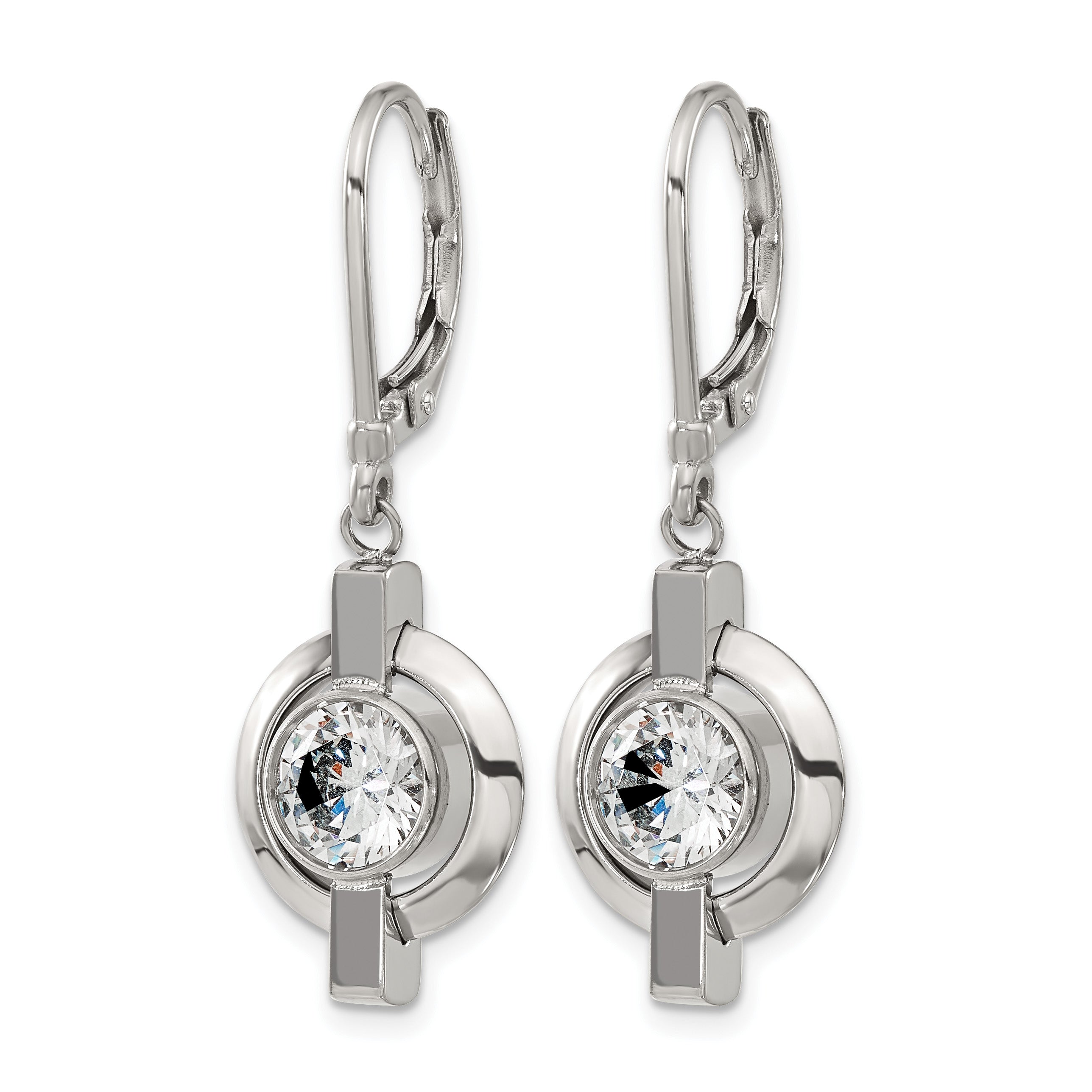 Titanium Polished Cubic Zirconia Drop Dangle Earrings for Women Secondary image