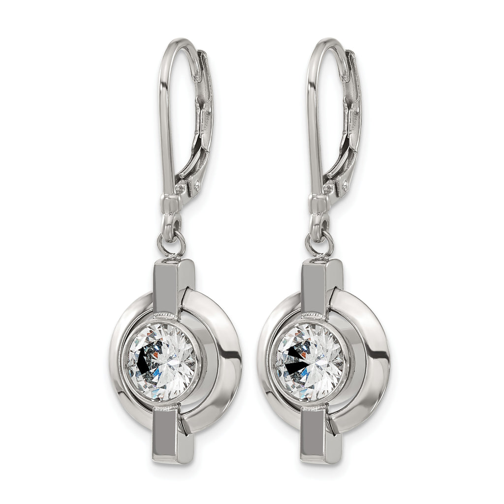 Titanium Polished Cubic Zirconia Drop Dangle Earrings for Women