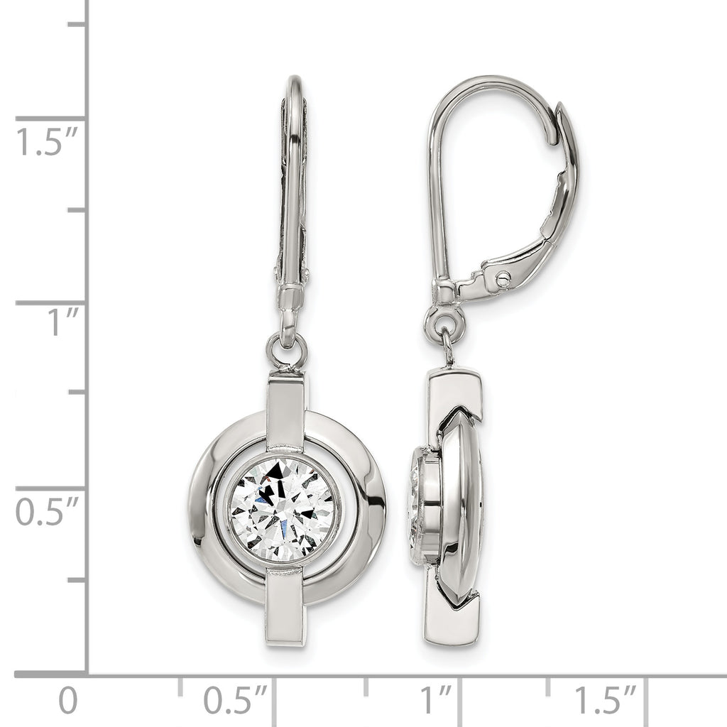 Titanium Polished Cubic Zirconia Drop Dangle Earrings for Women