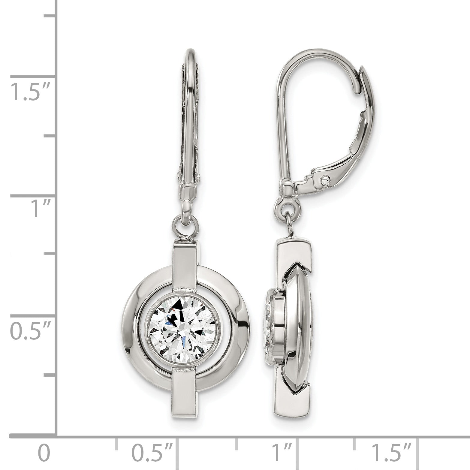 Titanium Polished Cubic Zirconia Drop Dangle Earrings for Women