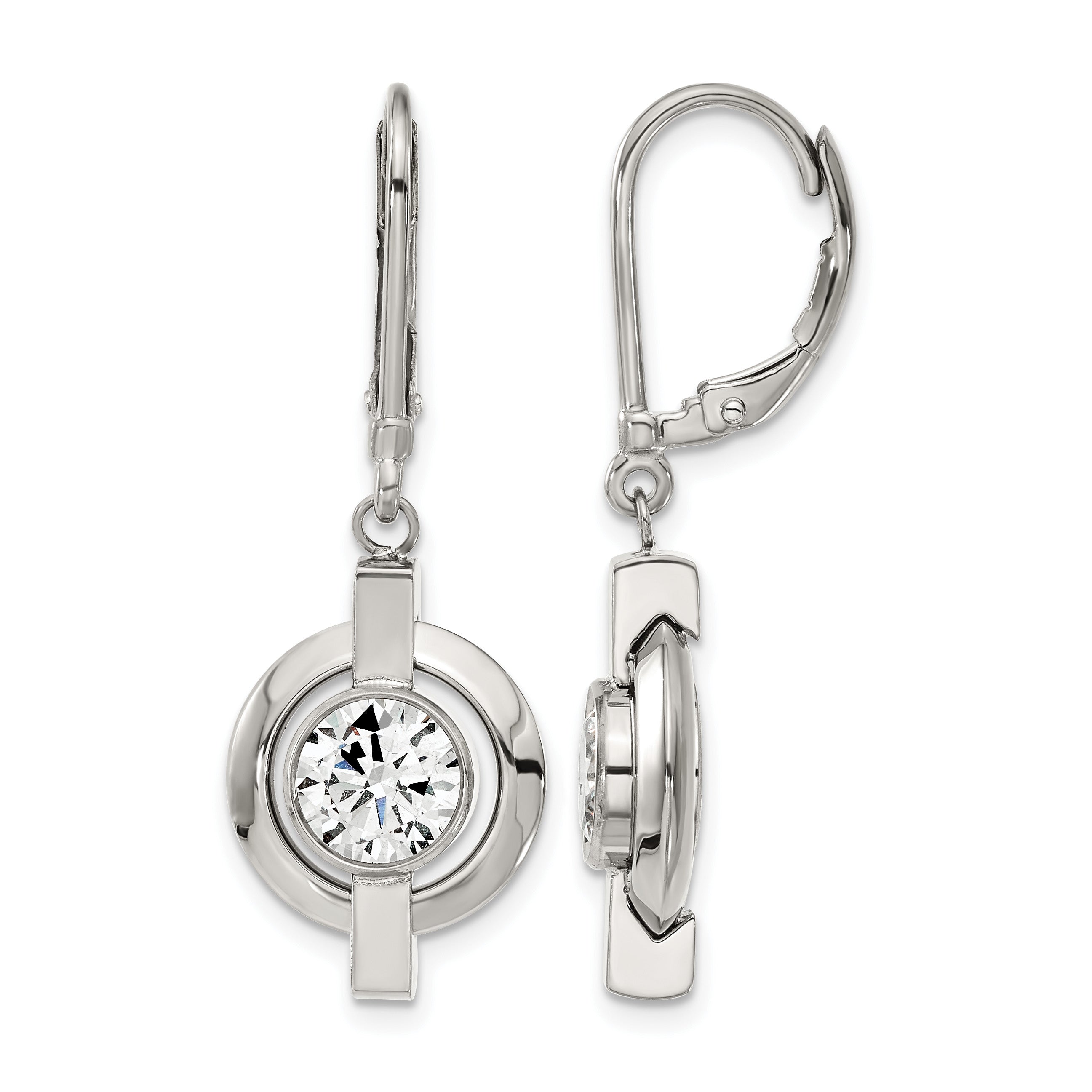 Titanium Polished Cubic Zirconia Drop Dangle Earrings for Women Main image