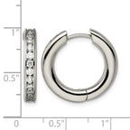 Titanium Polished Hinged Cubic Zirconia Huggie Hoop Earrings for Women