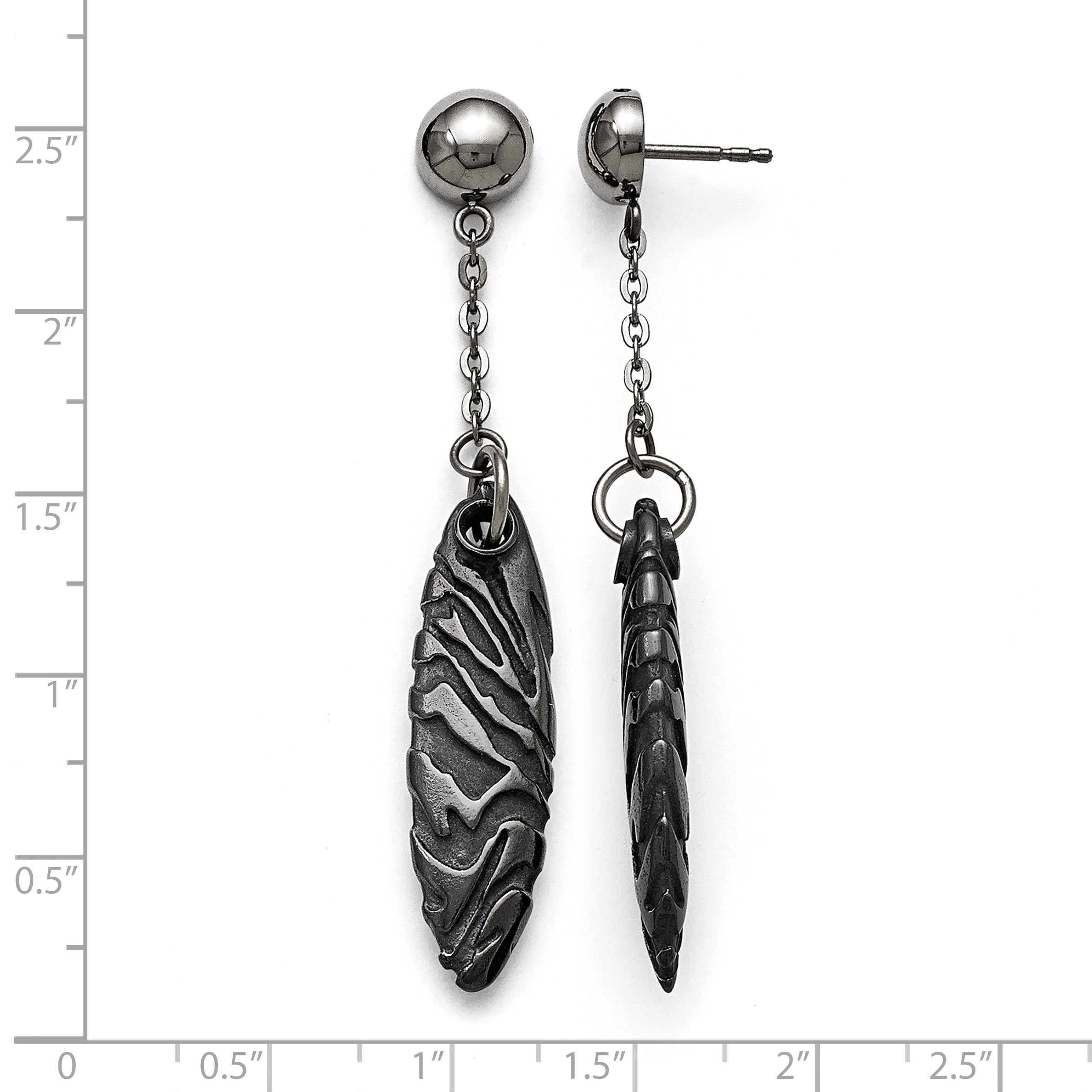 Titanium/Silver Two-Tone Polished Drop Dangle Earrings for Women Secondary image