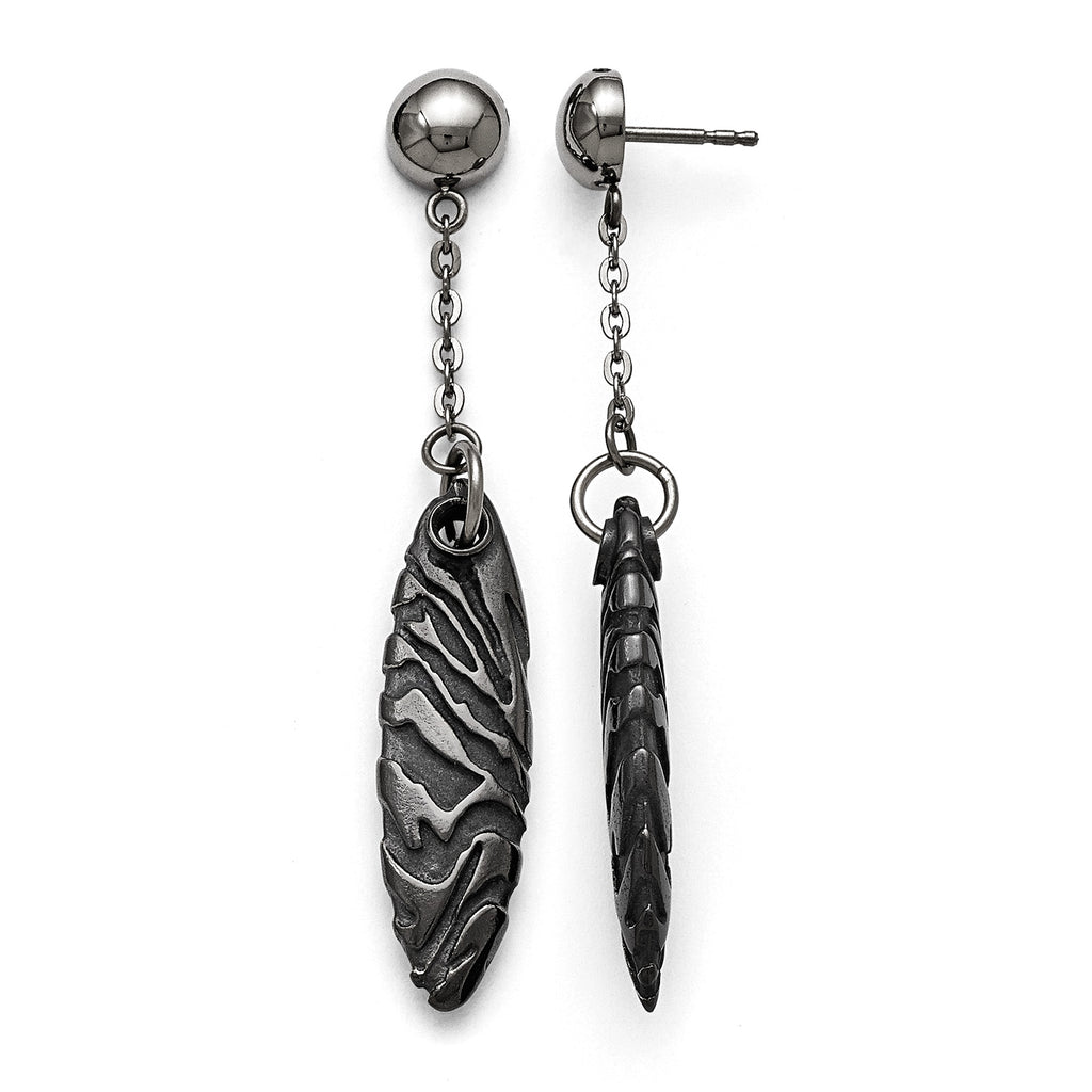 Titanium/Silver Two-Tone Polished Drop Dangle Earrings for Women