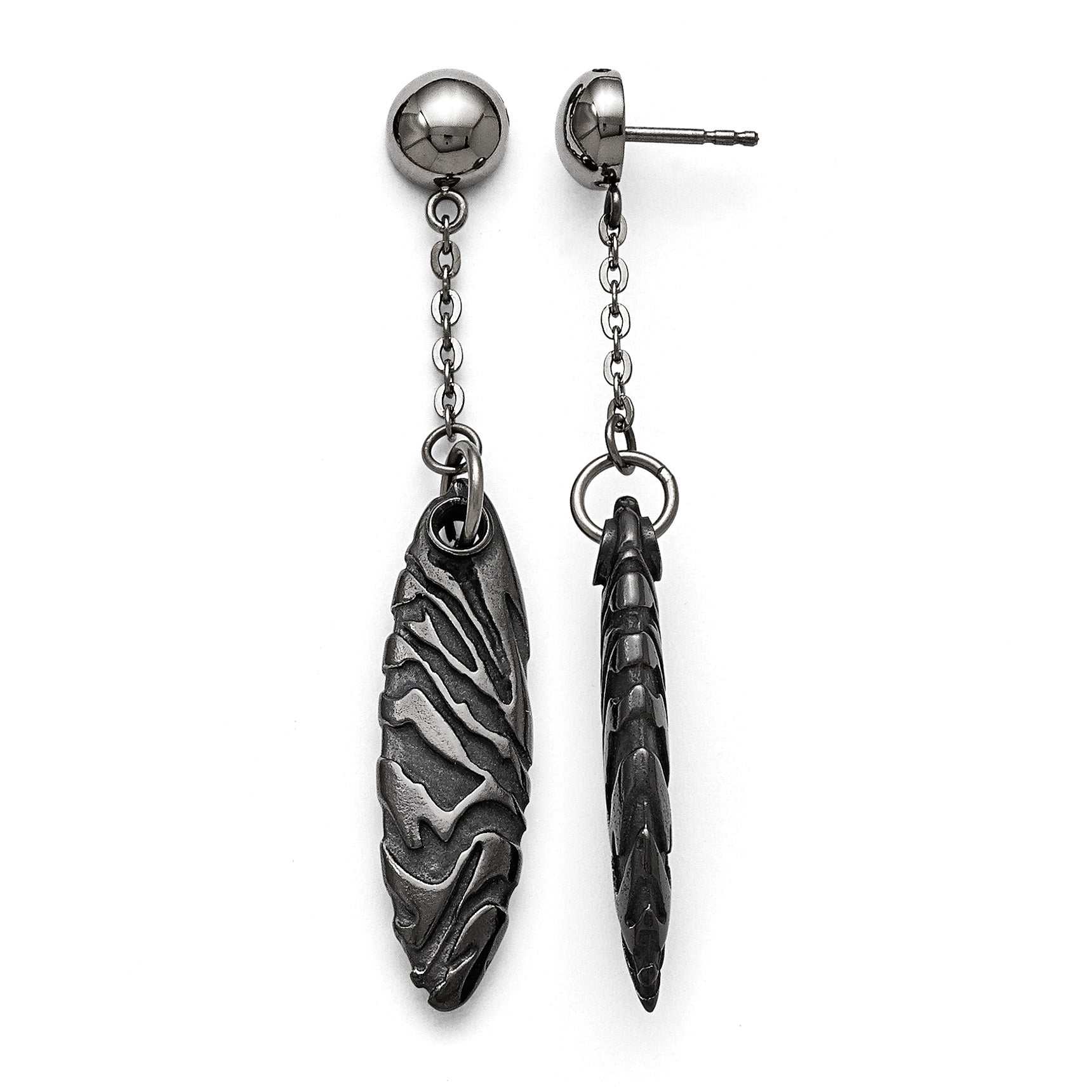Titanium/Silver Two-Tone Polished Drop Dangle Earrings for Women