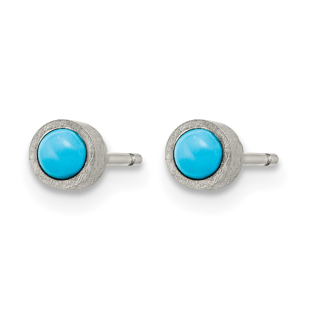 Titanium Brushed Blue Turquoise Stud Earrings Secondary image