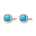 Titanium Brushed Blue Turquoise Stud Earrings