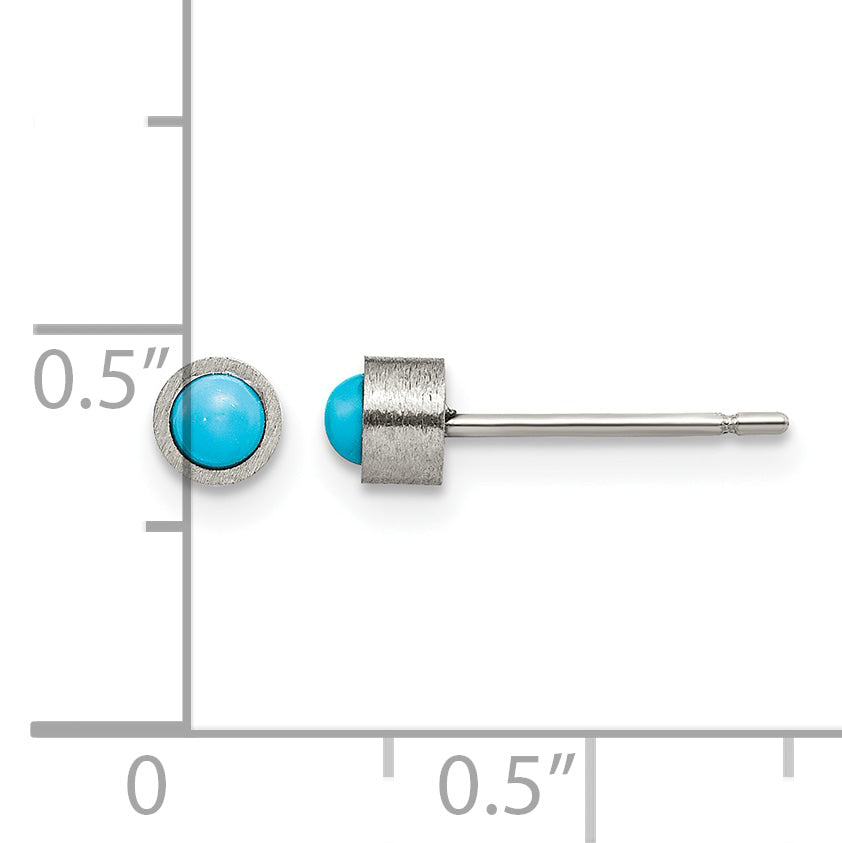 Titanium Brushed Blue Turquoise Stud Earrings