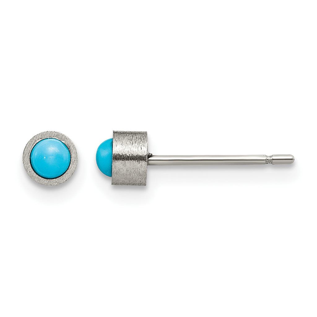 Titanium Brushed Blue Turquoise Stud Earrings
