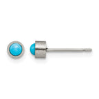 Titanium Brushed Blue Turquoise Stud Earrings
