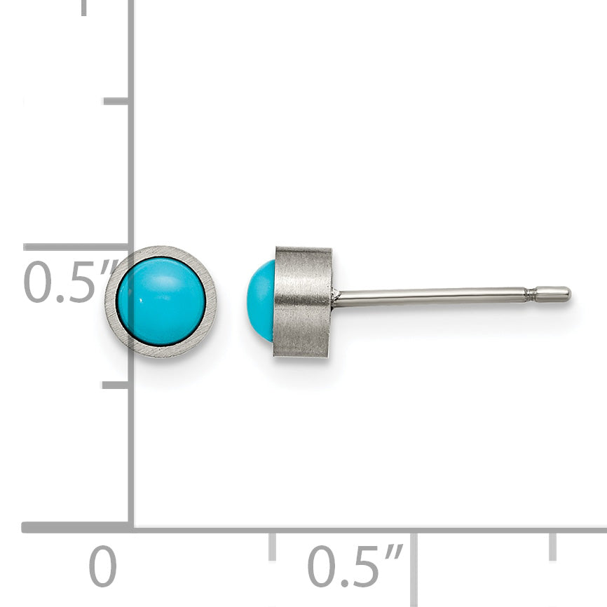 Titanium Brushed Blue Turquoise Stud Earrings