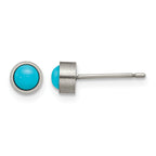 Titanium Brushed Blue Turquoise Stud Earrings