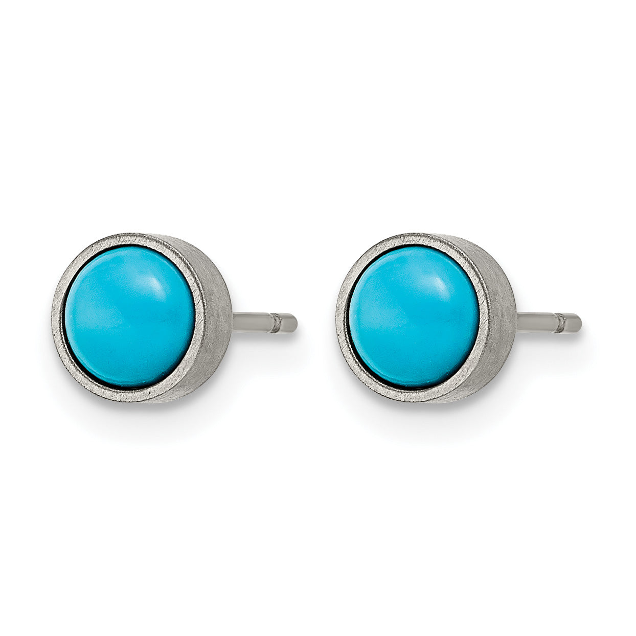 Titanium Brushed Blue Turquoise Stud Earrings Secondary image