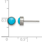 Titanium Brushed Blue Turquoise Stud Earrings