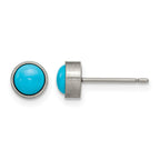 Titanium Brushed Blue Turquoise Stud Earrings