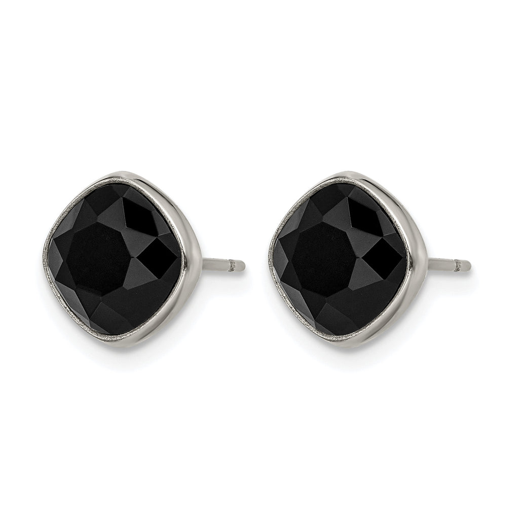 Titanium Polished Black Cubic Zirconia Stud Earrings