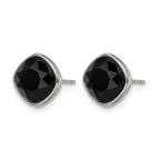 Titanium Polished Black Cubic Zirconia Stud Earrings