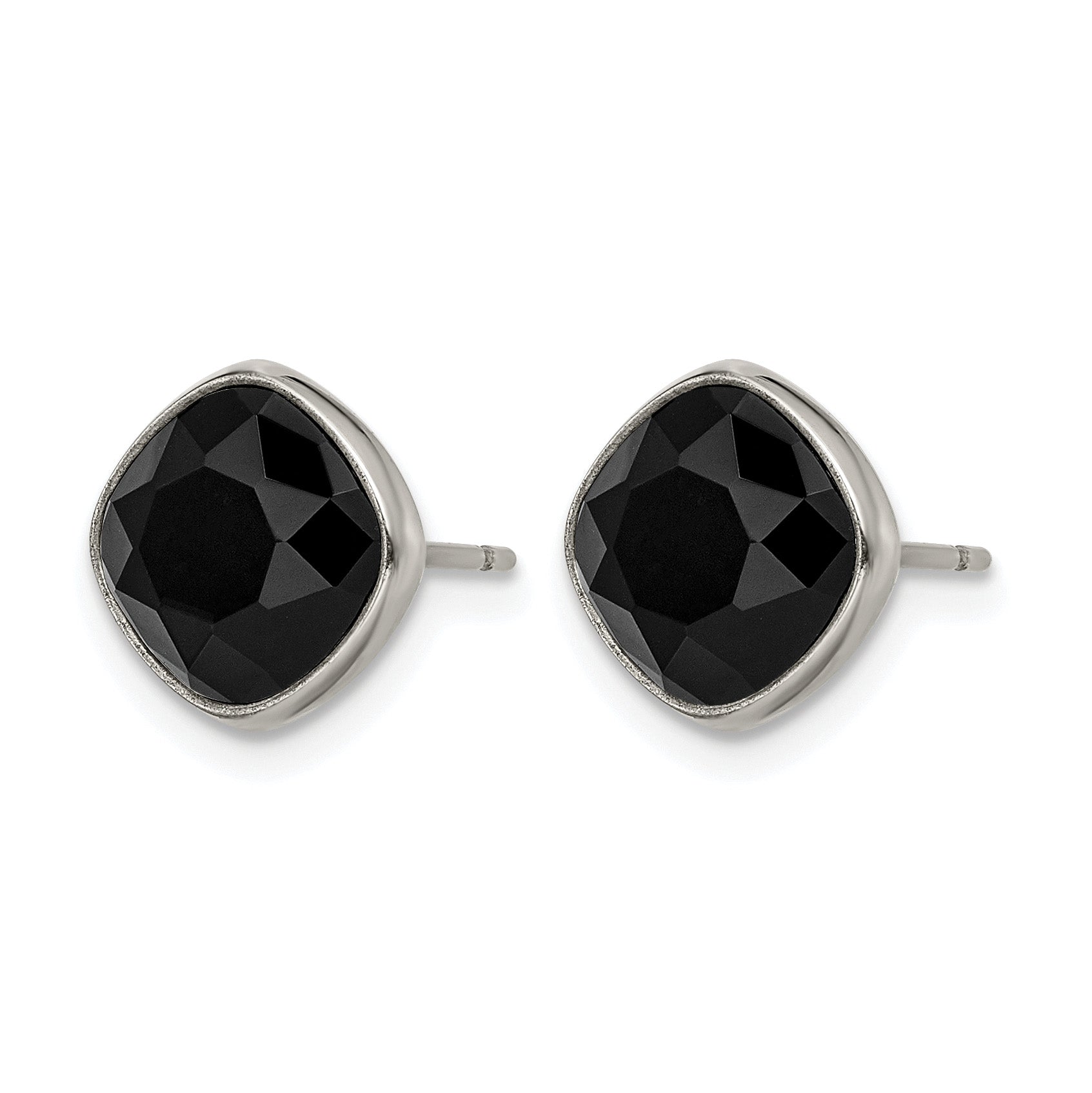 Titanium Polished Black Cubic Zirconia Stud Earrings