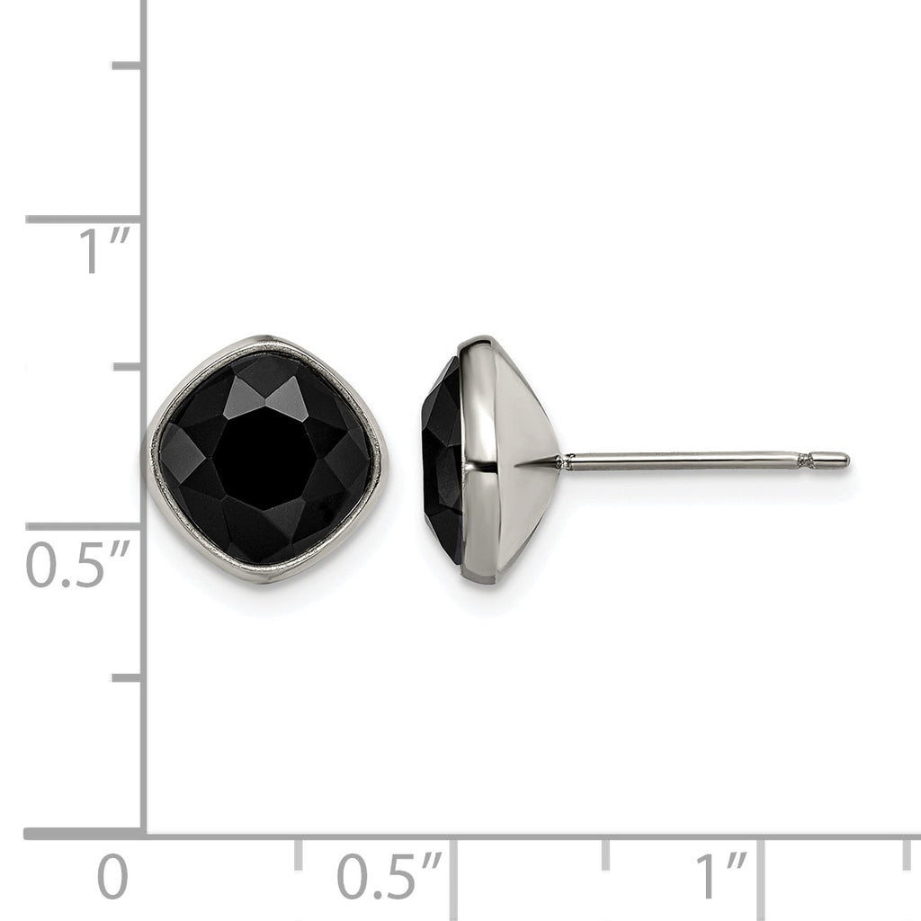 Titanium Polished Black Cubic Zirconia Stud Earrings