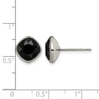 Titanium Polished Black Cubic Zirconia Stud Earrings