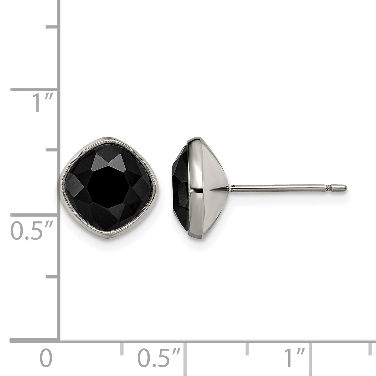 Titanium Polished Black Cubic Zirconia Stud Earrings