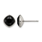 Titanium Polished Black Cubic Zirconia Stud Earrings