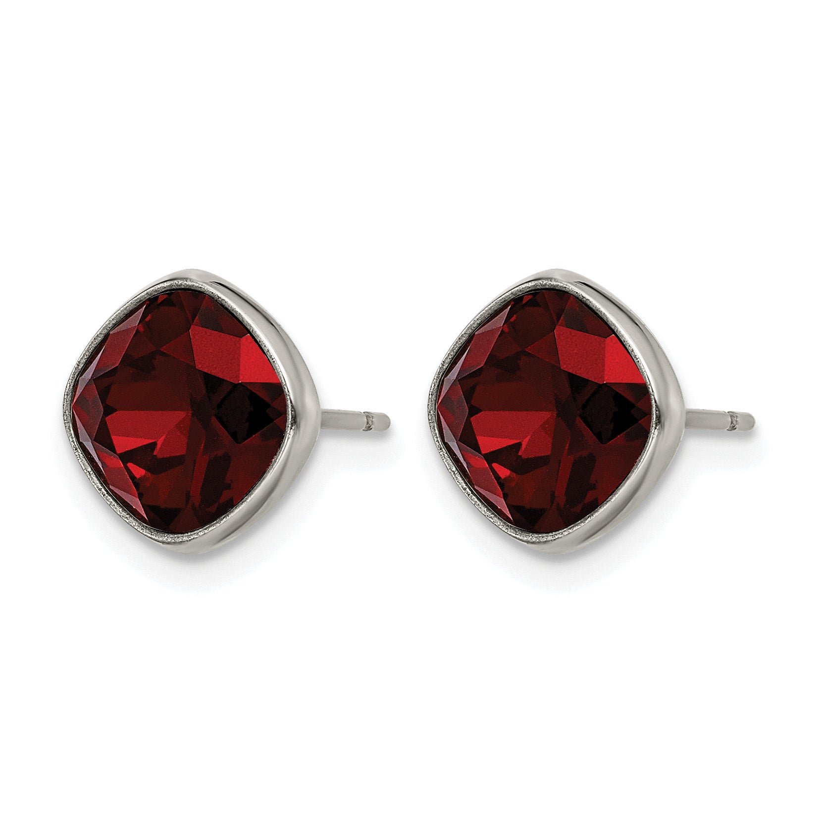 Titanium Polished Red Cubic Zirconia Stud Earrings Secondary image