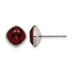 Titanium Polished Red Cubic Zirconia Stud Earrings